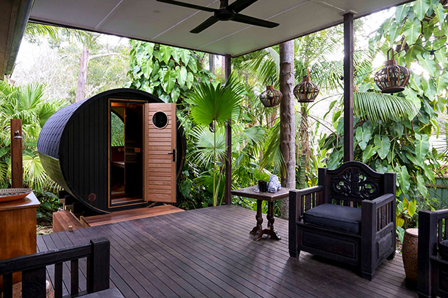 Relax in the Zen garden with a traditional sauna